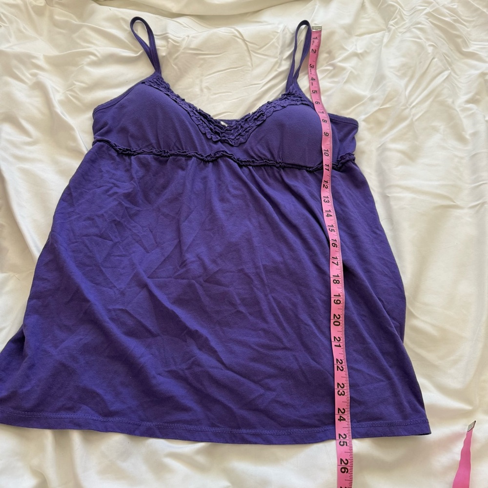 Y2K Vintage Babydoll Cami Tank Top Purple Ruffle Padded Women’s Shirt Large - Picture 5 of 5